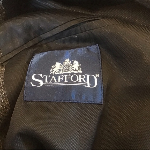 Stafford Vtg Gray Barleycorn Tweed Lambswool 3 Button Notch Collar Blazer 42 S - Picture 12 of 15